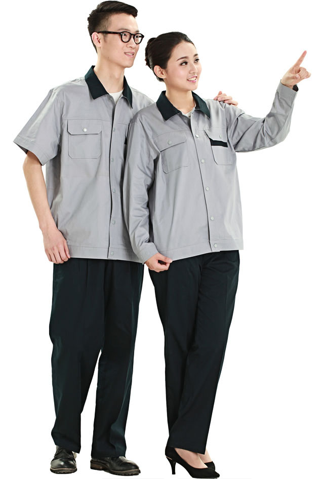 HR-823款純棉拼色短袖工作服款式圖片大全 HR-823款純棉拼色短袖工作服定制款式